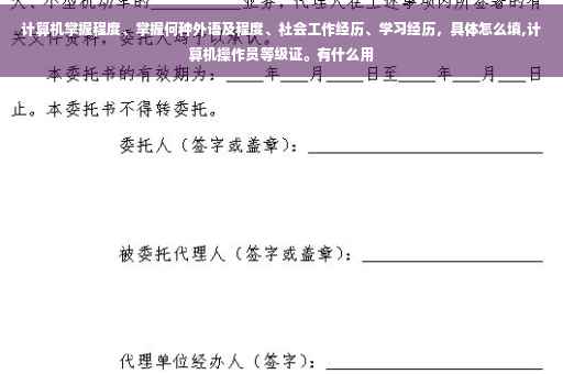 计算机掌握程度、掌握何种外语及程度、社会工作经历、学习经历，具体怎么填,计算机操作员等级证。有什么用