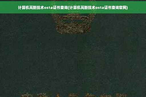 计算机高新技术osta证书查询(计算机高新技术osta证书查询官网)