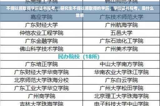 不得以原取得学历证书报考,...研究生不得以原取得的学历、学位证书报考。是什么意思