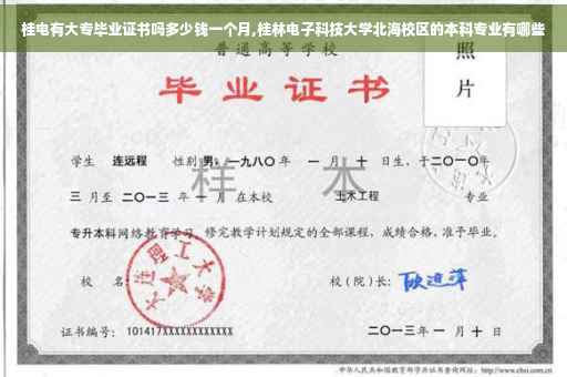 桂电有大专毕业证书吗多少钱一个月,桂林电子科技大学北海校区的本科专业有哪些