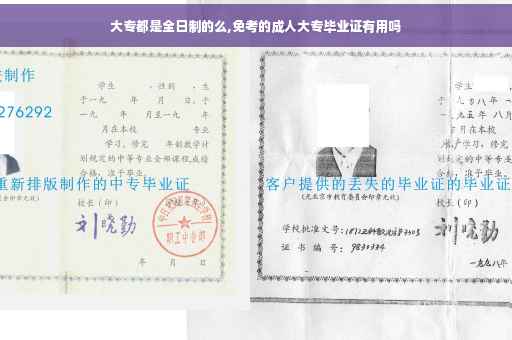 大专都是全日制的么,免考的成人大专毕业证有用吗