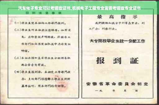 汽车电子专业可以考哪些证书,机械电子工程专业需要考哪些专业证书
