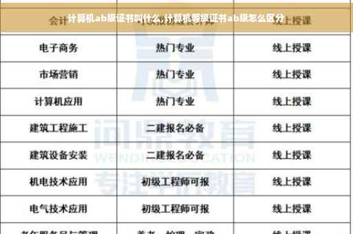 计算机ab级证书叫什么,计算机等级证书ab级怎么区分