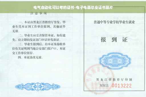 电气自动化可以考的证书-电子电器毕业证书图片