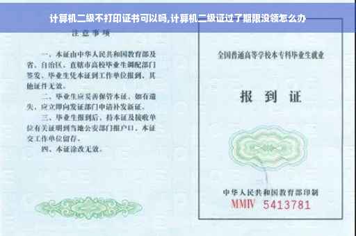 计算机二级不打印证书可以吗,计算机二级证过了期限没领怎么办
