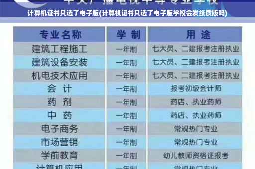 计算机证书只选了电子版(计算机证书只选了电子版学校会发纸质版吗)