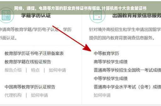 网络，通信，电路等方面的职业资格证书有哪些,计算机类十大含金量证书