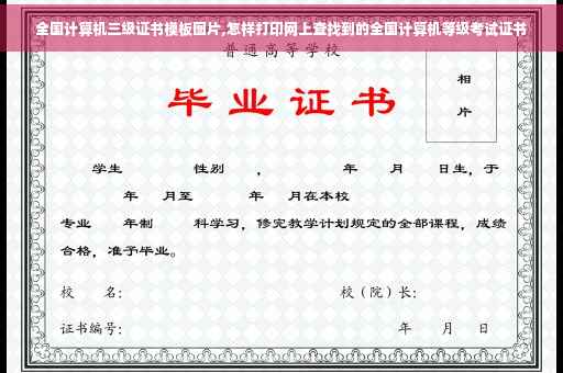 全国计算机三级证书模板图片,怎样打印网上查找到的全国计算机等级考试证书