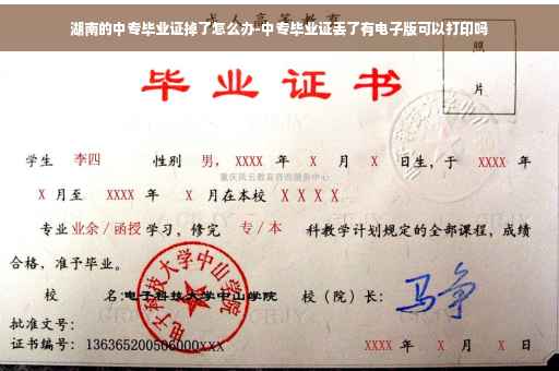 湖南的中专毕业证掉了怎么办-中专毕业证丢了有电子版可以打印吗