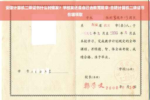 安徽计算机二级证书什么时候发？学校发还是自己去教育局拿-合肥计算机二级证书在哪领取