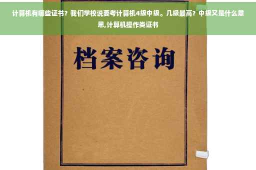 计算机有哪些证书？我们学校说要考计算机4级中级。几级最高？中级又是什么意思,计算机操作类证书
