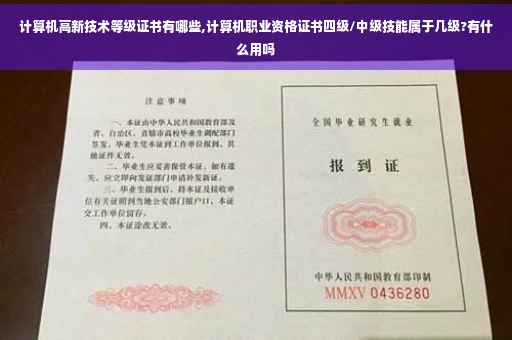 计算机高新技术等级证书有哪些,计算机职业资格证书四级/中级技能属于几级?有什么用吗