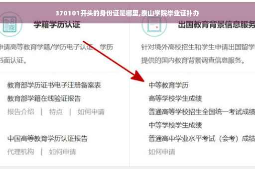370101开头的身份证是哪里,泰山学院毕业证补办
