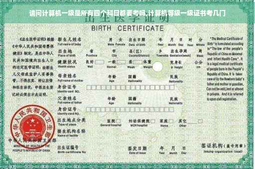 请问计算机一级是所有四个科目都要考吗,计算机等级一级证书考几门