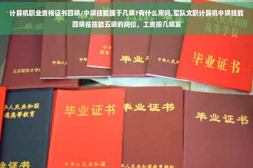 计算机职业资格证书四级/中级技能属于几级?有什么用吗,军队文职计算机中级技能四级报技能五级的岗位，工资按几级发