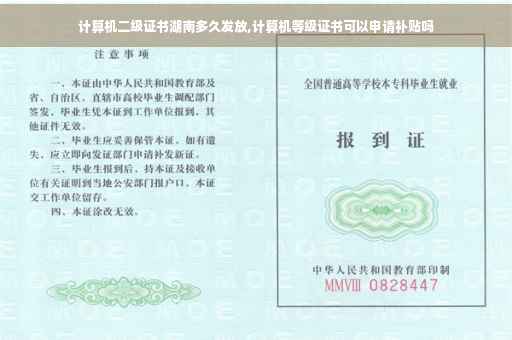 计算机二级证书湖南多久发放,计算机等级证书可以申请补贴吗