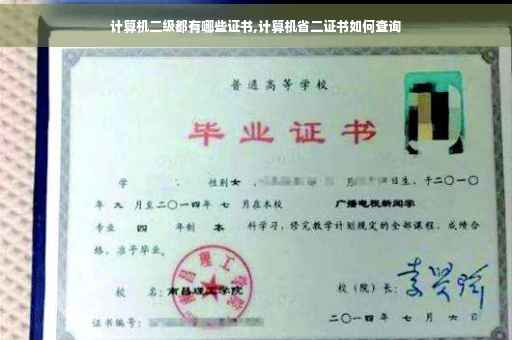 计算机二级都有哪些证书,计算机省二证书如何查询