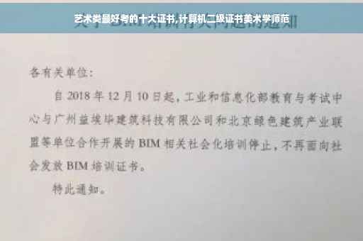 艺术类最好考的十大证书,计算机二级证书美术学师范