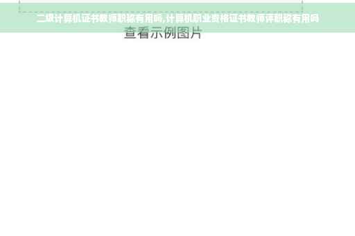 二级计算机证书教师职称有用吗,计算机职业资格证书教师评职称有用吗