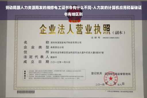 劳动局跟人力资源局发的维修电工证书各有什么不同-人力发的计算机应用和基础证书有啥区别