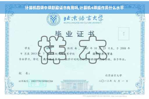 计算机四级中级职称证书有用吗,计算机4级操作员什么水平