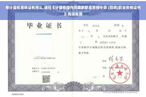 考计算机等级证有用么,请问《计算机操作员国家职业资格中级 (四级)职业资格证书》有没有用 考计算机等级证有用么,请问《计算机操作员国家职业资格中级 (四级)职业资格证书》有没有用