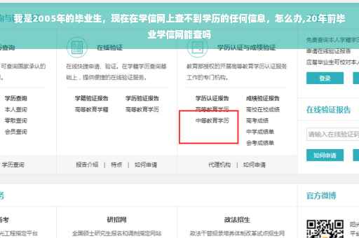 我是2005年的毕业生，现在在学信网上查不到学历的任何信息，怎么办,20年前毕业学信网能查吗
