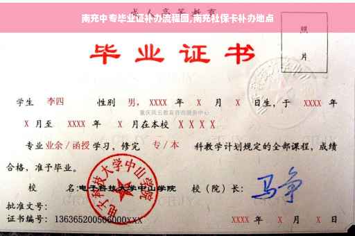 南充中专毕业证补办流程图,南充社保卡补办地点