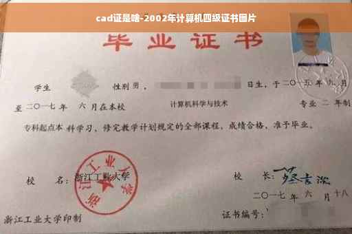 cad证是啥-2002年计算机四级证书图片