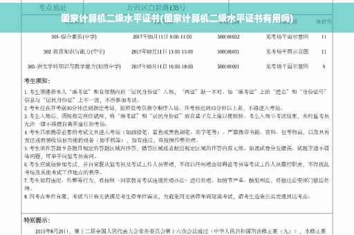 国家计算机二级水平证书(国家计算机二级水平证书有用吗)