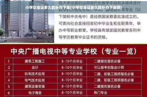 小学毕业证多久能补办下来(小学毕业证多久能补办下来啊) 小学毕业证多久能补办下来(小学毕业证多久能补办下来啊)