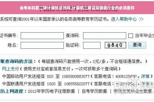 自考本科要二级计算机证书吗,计算机二级证是哪些行业的必须条件