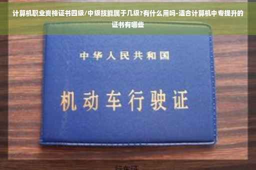 计算机职业资格证书四级/中级技能属于几级?有什么用吗-适合计算机中专提升的证书有哪些