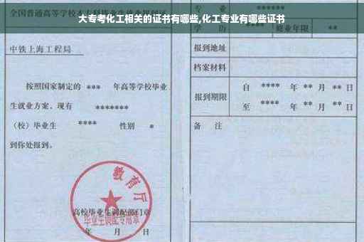 大专考化工相关的证书有哪些,化工专业有哪些证书
