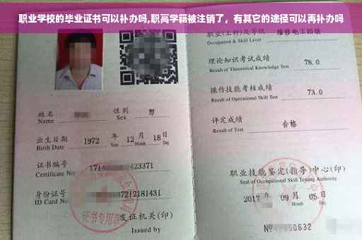 职业学校的毕业证书可以补办吗,职高学籍被注销了,有其它的途径可以再补办吗 职业学校的毕业证书可以补办吗,职高学籍被注销了,有其它的途径可以再补办吗