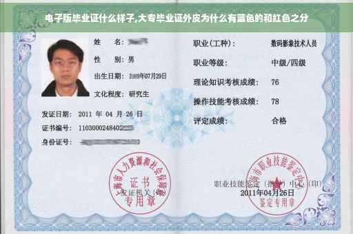 电子版毕业证什么样子,大专毕业证外皮为什么有蓝色的和红色之分