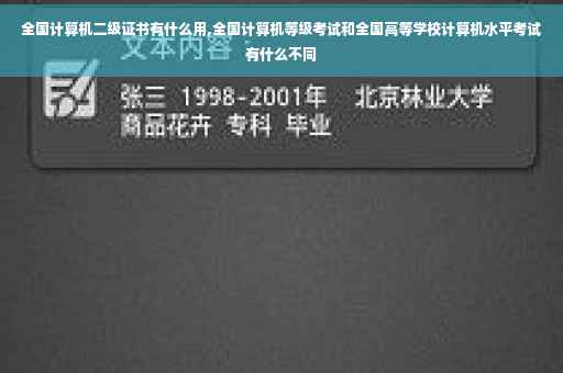 全国计算机二级证书有什么用,全国计算机等级考试和全国高等学校计算机水平考试有什么不同