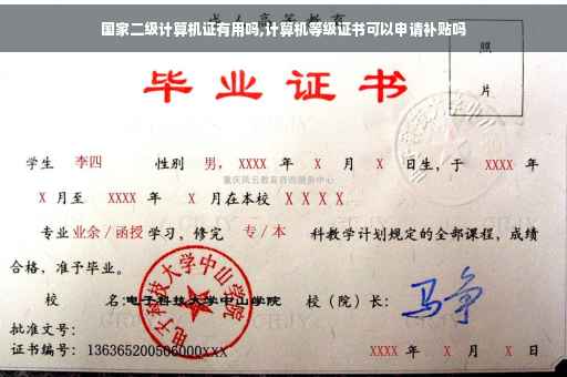 国家二级计算机证有用吗,计算机等级证书可以申请补贴吗