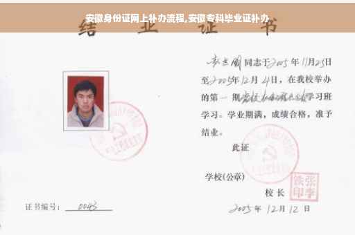 安徽身份证网上补办流程,安徽专科毕业证补办