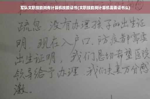 军队文职技能岗有计算机技能证书(文职技能岗计算机需要证书么)