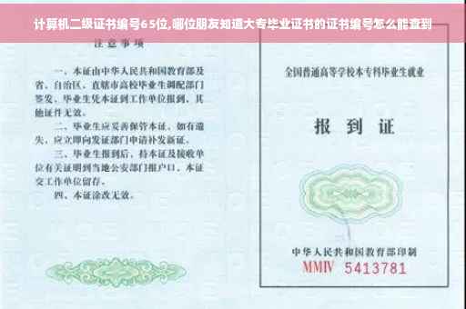 计算机二级证书编号65位,哪位朋友知道大专毕业证书的证书编号怎么能查到