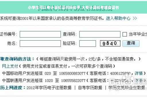 小学生可以考计算机证书吗知乎,大专计算机考哪些证书