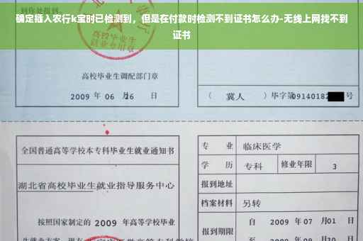 确定插入农行k宝时已检测到，但是在付款时检测不到证书怎么办-无线上网找不到证书