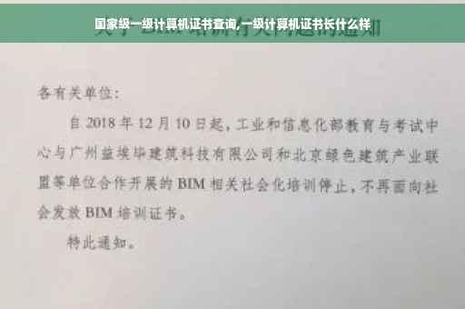 国家级一级计算机证书查询,一级计算机证书长什么样