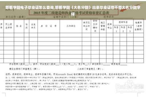 邯郸学院电子毕业证怎么查询,邯郸学院（大名分院）出来毕业证带不带大名分院字样