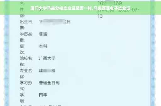 厦门大学马来分校毕业证是否一样,马来西亚电子毕业证