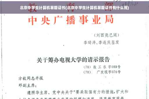 北京中学生计算机暑期证书(北京中学生计算机暑期证书有什么用)