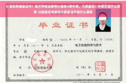 计算机有哪些证书？我们学校说要考计算机4级中级。几级最高？中级又是什么意思-比较有含金量的计算机证书是什么等级