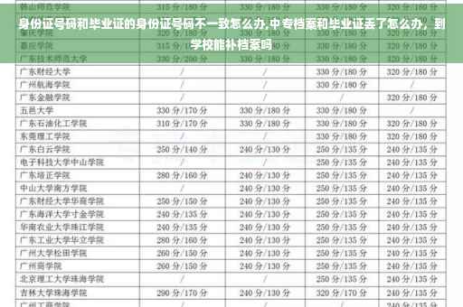 身份证号码和毕业证的身份证号码不一致怎么办,中专档案和毕业证丢了怎么办，到学校能补档案吗