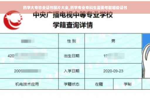药学大专毕业证书图片大全,药学专业专科生需要考取哪些证书